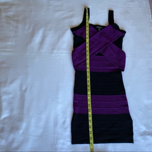 Bandage style dress in purple and black. Size small. - Picture 5 of 7